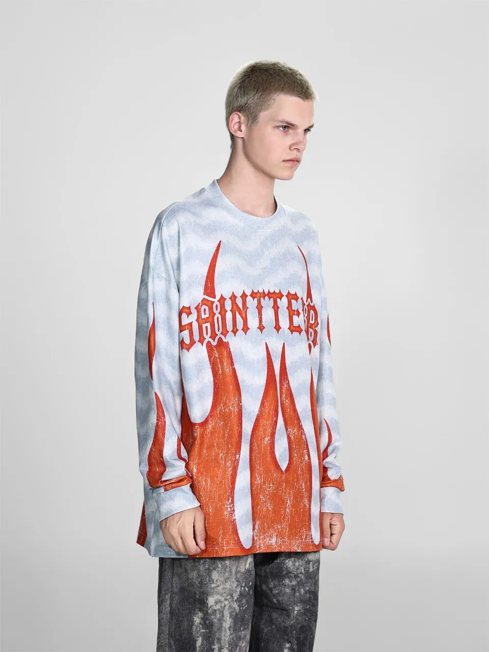 Saint michael tears all-over printed long-sleeved vintage autumn and winter T-shirt Style number: 106 Size: M L XL Wholesale price: 136 Color: Picture color